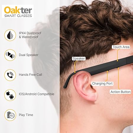 OAKTER Smart Glasses with Wireless Bluetooth